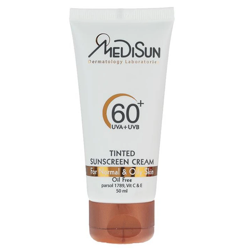 کرم ضد آفتاب رنگی  مدیسان مدل  Tinted SPF 60 مناسب پوست های چرب و معمولی حجم 50 میلی لیتر    