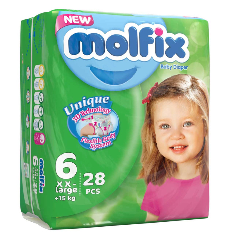 پوشک مولفیکس سایز 6 بسته 4+24 عددی