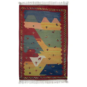 گلیم دستبافت یک و نیم متری کد 3982