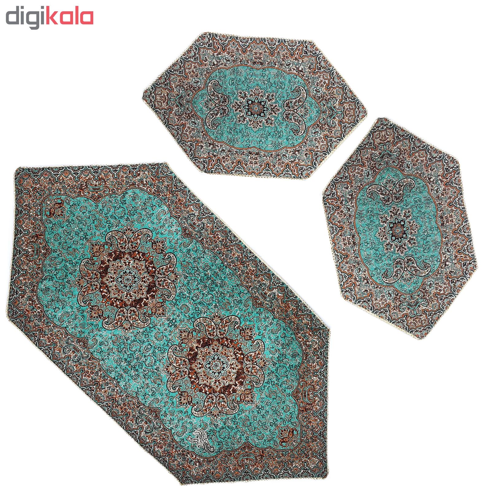 ست 5 تکه رومیزی ترمه شوکران یزد طرح گوهر کد SBZBI5-5