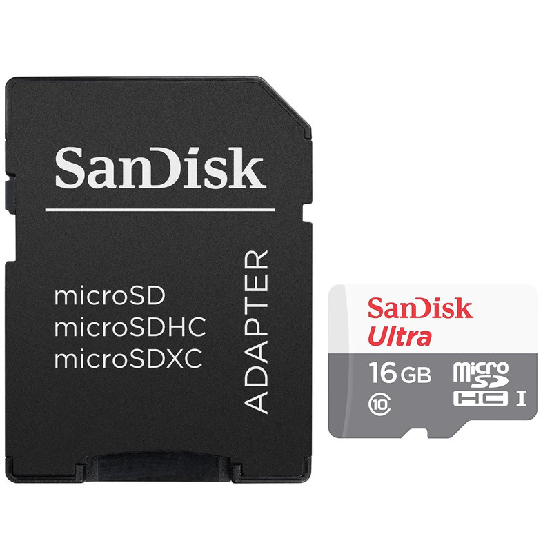 تصویر کارت حافظه microSDHC سن دیسک مدل Ultra کلاس 10 استاندارد UHS-I U1 سرعت 48MBps 320X همراه با آداپتور SD ظرفیت 16 گیگابایت