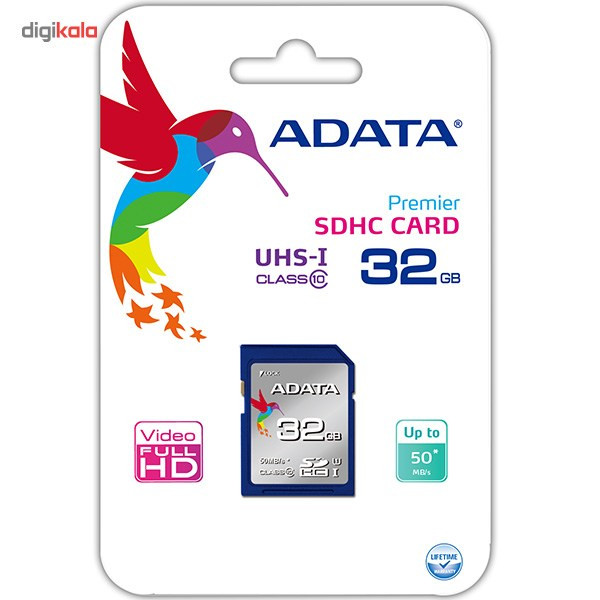 کارت حافظه SDHC ای دیتا مدل Premier کلاس 10 استاندارد UHS-I U1 سرعت 50MBps ظرفیت 32 گیگابایت