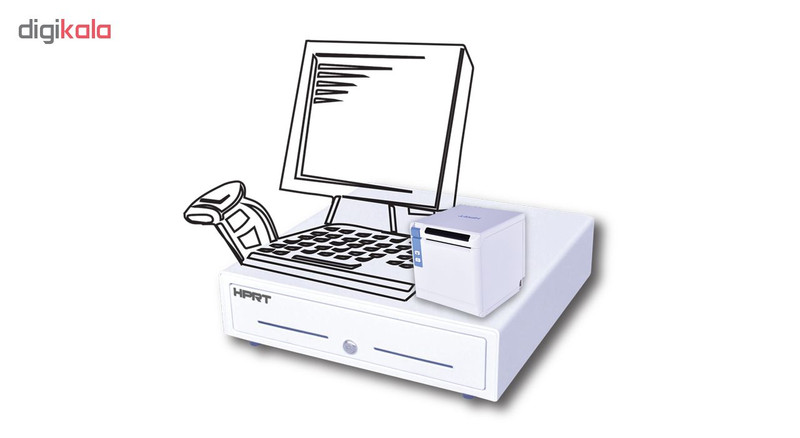 پرینتر حرارتی اچ پی آر تی مدل TP808 به همراه کشو پول HPRT مدل MK410