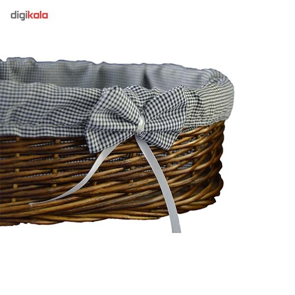 سبد حصیری گالری پرسی باف مدل بیضی طرح چهارخانه - بسته دو عددی