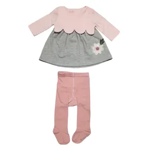 ست پیراهن و جوراب شلواری نوزادی دخترانه مدل 5021