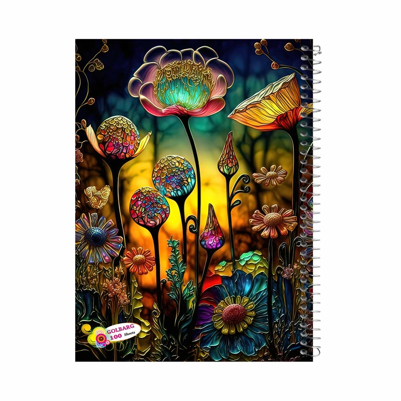 دفتر مشق 100 برگ گلبرگ مدل گلهای رنگی کد 1624