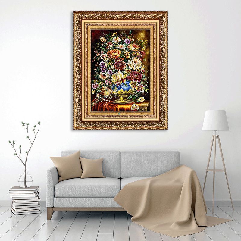 تابلو فرش دستباف فرش میرنظامی مدل گل و گلدان کد 1646