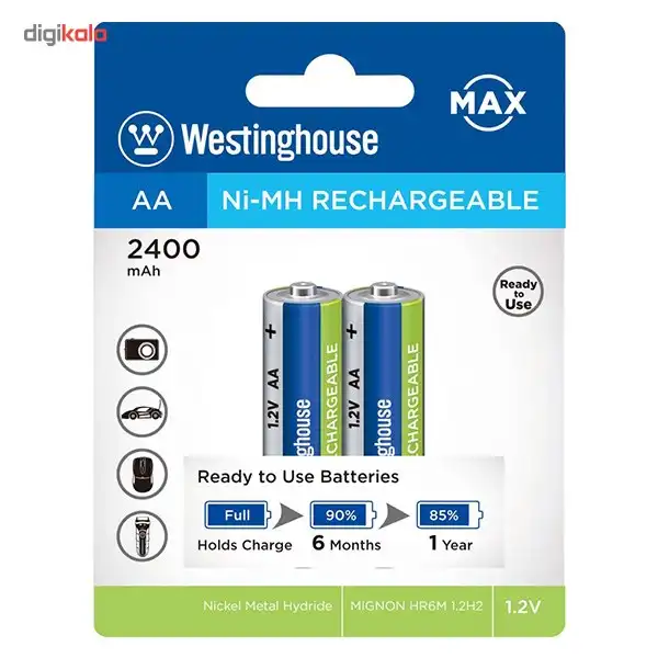 باتری قابل شارژ قلمی وستینگ هاوس مدل Ni-MH Rechargeable بسته‌ی 2 عددی