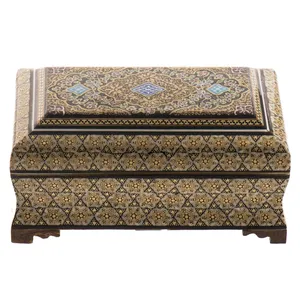 جعبه خاتم اثر کروبی مدل چهار ضلعی نقش اسلیمی طرح 1 سایز متوسط