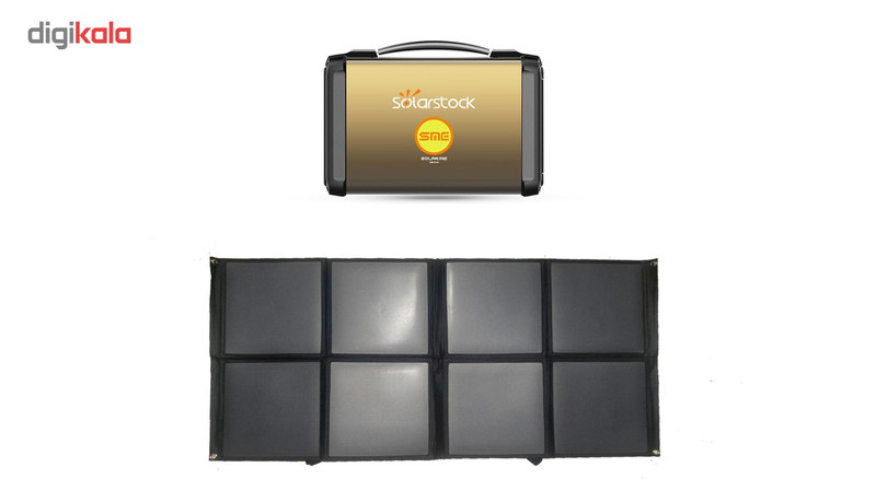 موتور برق سولار و پاوربانک برق شهری سولار می مدل 500 وات --با قابلیت شارژ از برق و از پنل خورشیدی--به همراه پنل خورشیدی کیفی 100 وات