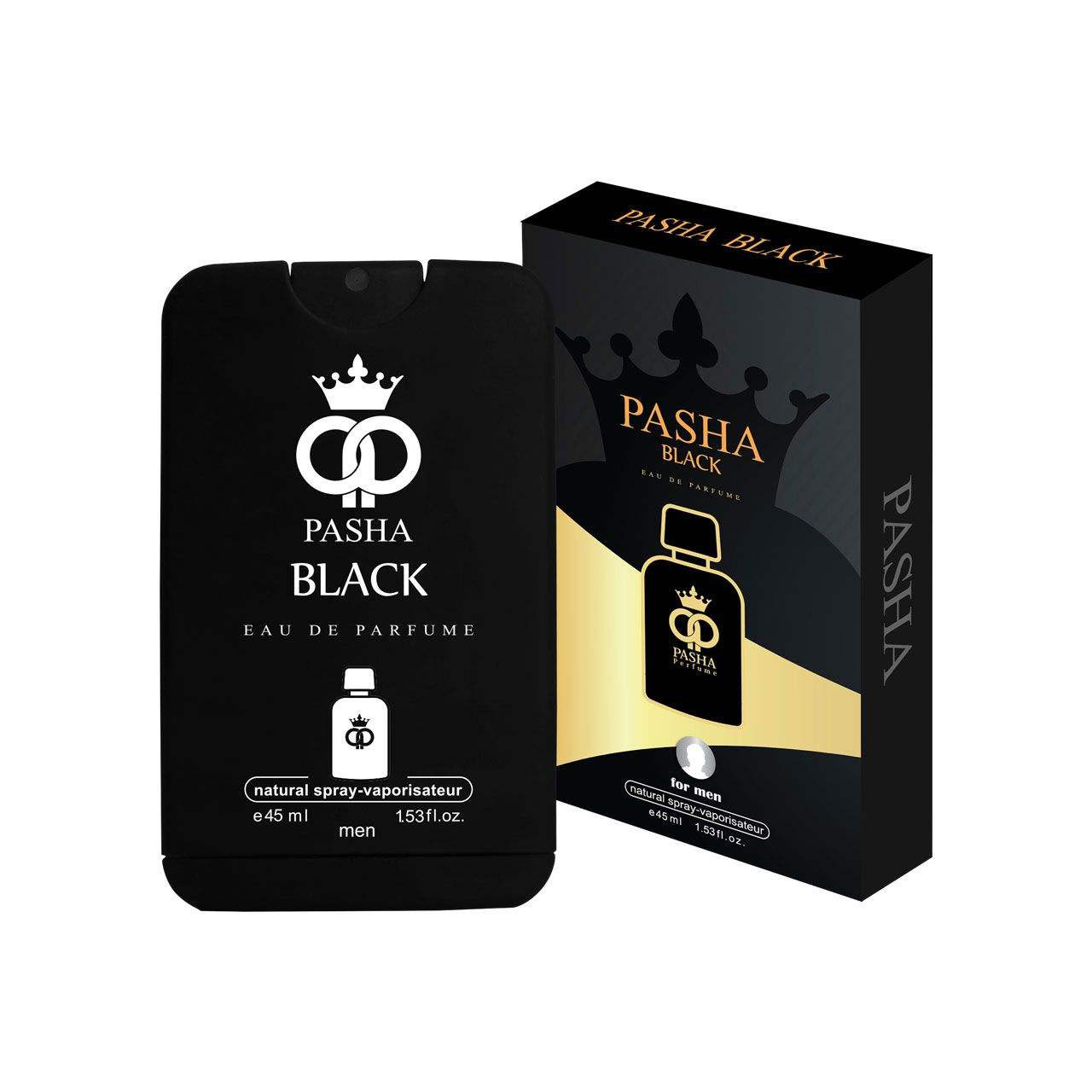 عطر جیبی مردانه پاشا مدل pasha black حجم 45 میلی لیتر