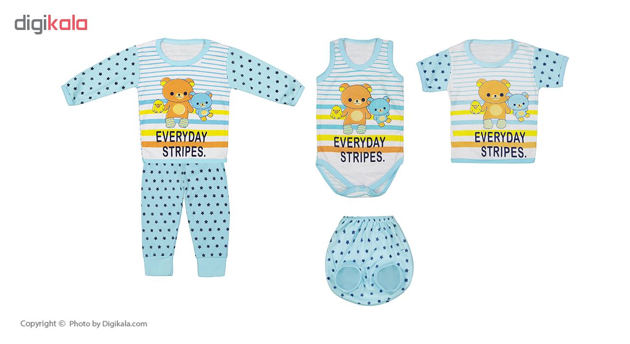 ست 5 تکه لباس نوزادی طرح خرس و ستاره کد M29
