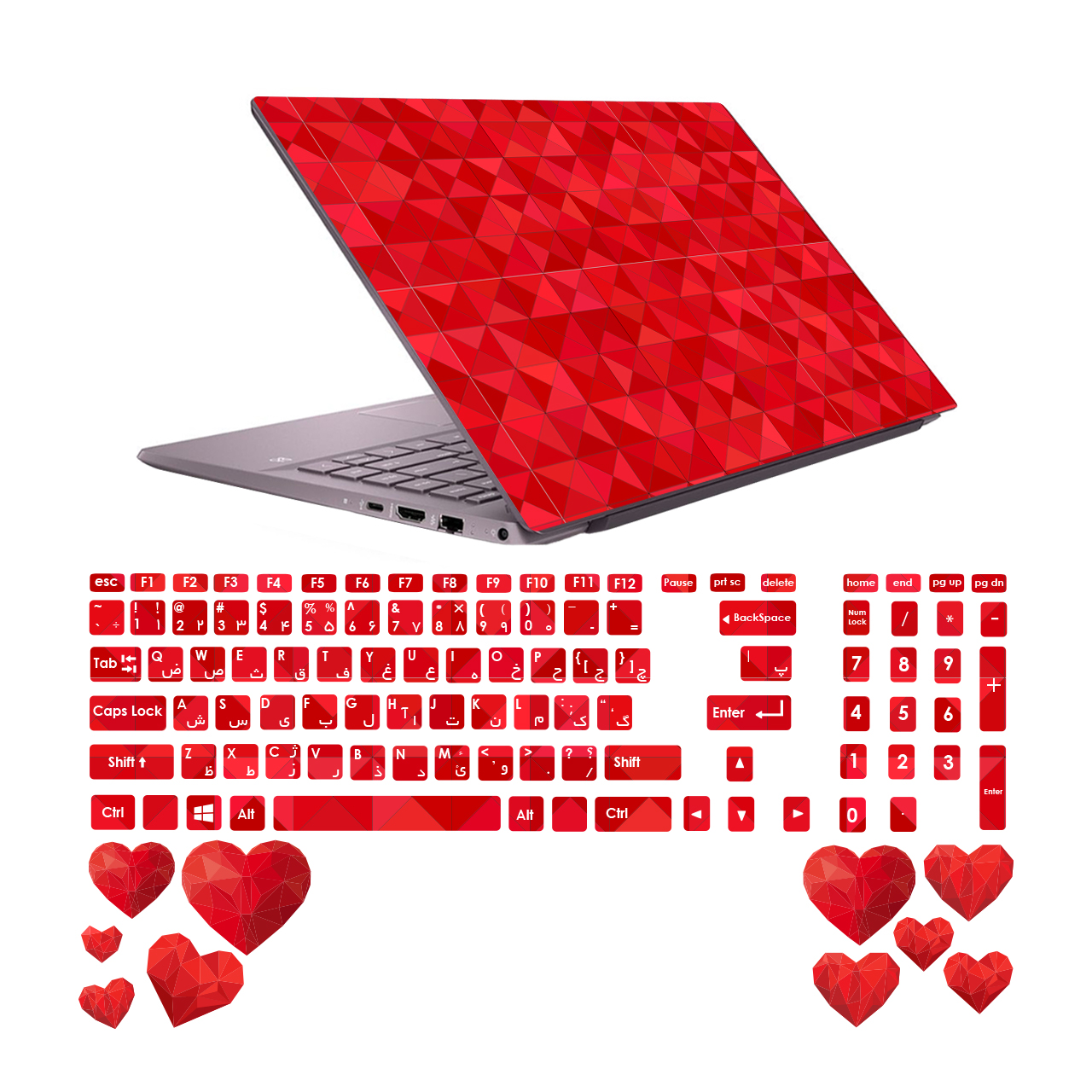 استیکر لپ تاپ صالسو آرت مدل 5015 hk به همراه برچسب حروف فارسی کیبورد