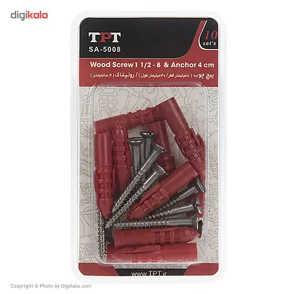 مجموعه 10 عددی پیچ چوب و رولپلاک تی پی تی مدل SA-5008