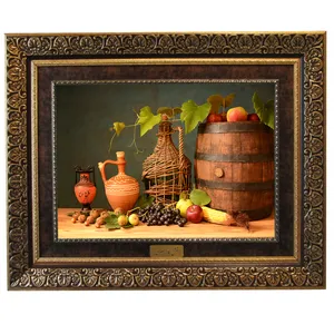 تابلو فرش ماشینی نقش نگار رضوی طرح ظرف و میوه کد 5394KC