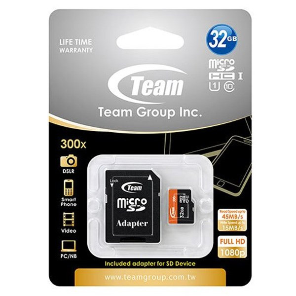 کارت حافظه microSDHC تیم گروپ کلاس 10 استاندارد UHS-I U1 سرعت 45MBps 300X ظرفیت 32 گیگابایت