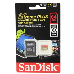 کارت حافظه microSDXC سن دیسک مدل Extreme Plus کلاس 10 استاندارد UHS-I U3 سرعت 80MBps 533X همراه با آداپتور SD ظرفیت 64 گیگابایت