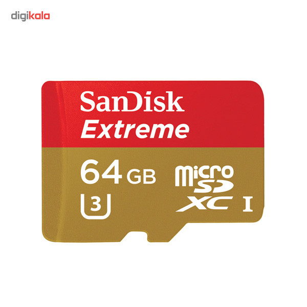 کارت حافظه microSDXC سن دیسک مدل Extreme کلاس 10 استاندارد UHS-I U3 سرعت همراه با آداپتور SD ظرفیت 64 گیگابایت