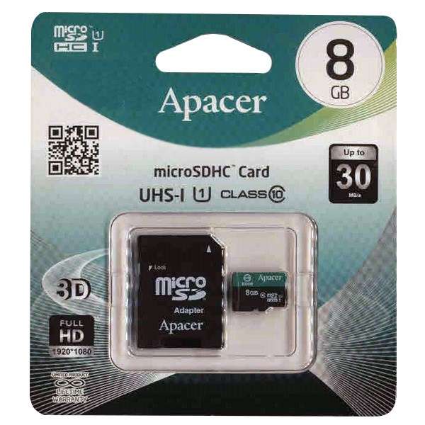 کارت حافظه microSDHC اپیسر مدل Color کلاس 10 استاندارد UHS-I U1 سرعت 30MBps به همراه آداپتور SD ظرفیت 8 گیگابایت کارت حافظه microSDHC اپیسر مدل Color کلاس 10 استاندارد UHS-I U1 سرعت 30MBps به همراه آداپتور SD ظرفیت 8 گیگابایت