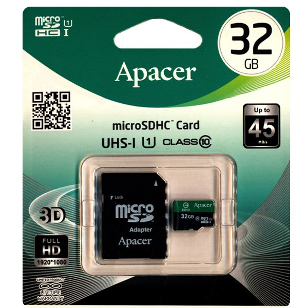 کارت حافظه microSDHC اپیسر مدل Color کلاس 10 استاندارد UHS-I U1 سرعت 45MBps به همراه آداپتور SD ظرفیت 32 گیگابایت