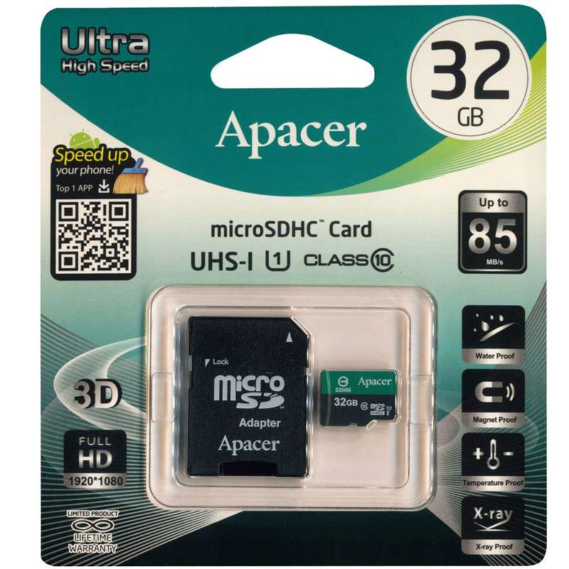 کارت حافظه microSDHC اپیسر مدل Color Ultra High Speed کلاس 10 استاندارد UHS-I U1 سرعت 85MBps به همراه آداپتور SD ظرفیت 32 گیگابایت کارت حافظه microSDHC اپیسر مدل Color Ultra High Speed کلاس 10 استاندارد UHS-I U1 سرعت 85MBps به همراه آداپتور SD ظرفیت 32 گیگابایت