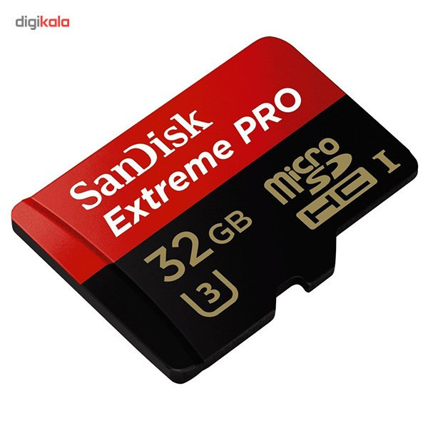 کارت حافظه microSDHC سن دیسک مدل Extreme Pro کلاس 10 استاندارد UHS-I U3 سرعت 95MBps 633X همراه با آداپتور SD ظرفیت 32GB