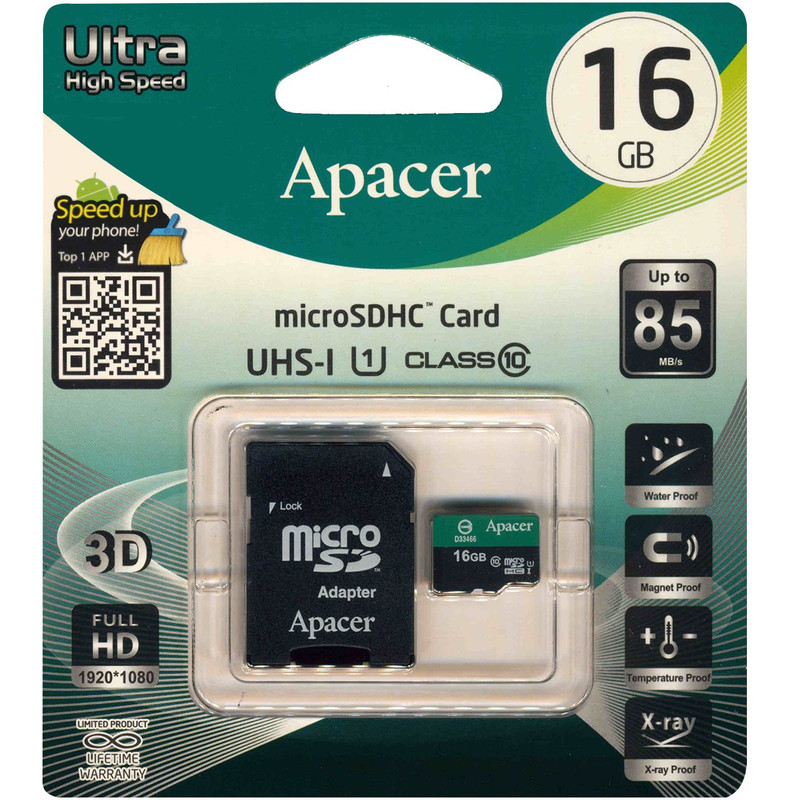 کارت حافظه اپیسر مدل Color Ultra High Speed کلاس 10 استاندارد UHS-I U1 سرعت 85MBps همراه با آداپتور SD ظرفیت 16 گیگابایت