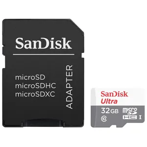کارت حافظه microSDHC سن دیسک مدل Ultra کلاس 10 استاندارد UHS-I U1 سرعت 48MBps 320X همراه با آداپتور SD ظرفیت 32 گیگابایت