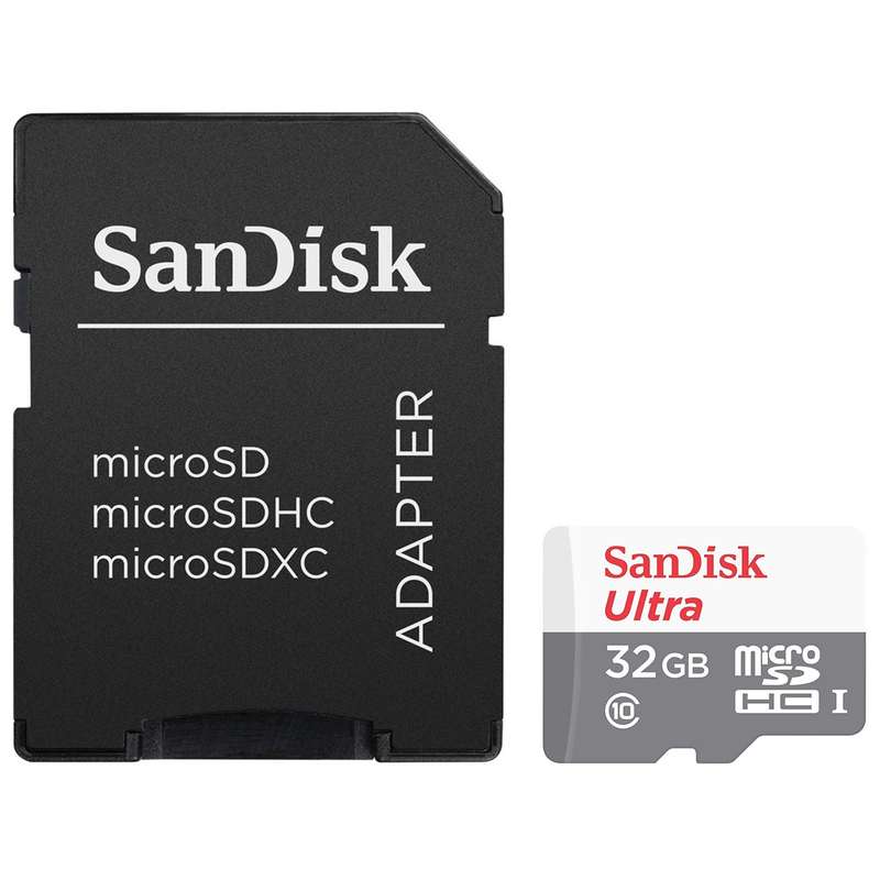 کارت حافظه microSDHC سن دیسک مدل Ultra کلاس 10 استاندارد UHS-I U1 سرعت 48MBps 320X همراه با آداپتور SD ظرفیت 32 گیگابایت
