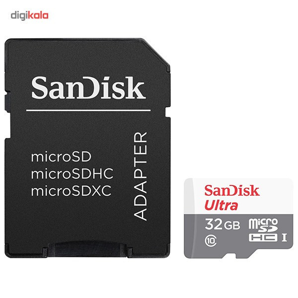 کارت حافظه microSDHC سن دیسک مدل Ultra کلاس 10 استاندارد UHS-I U1 سرعت 48MBps 320X همراه با آداپتور SD ظرفیت 32 گیگابایت