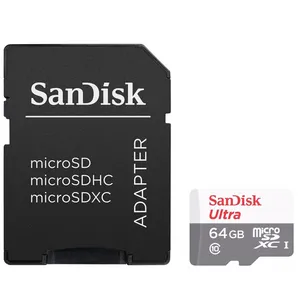 کارت حافظه microSDXC سن دیسک مدل Ultra کلاس 10 استاندارد UHS-I U1 سرعت 48MBps 320X همراه با آداپتور SD ظرفیت 64 گیگابایت