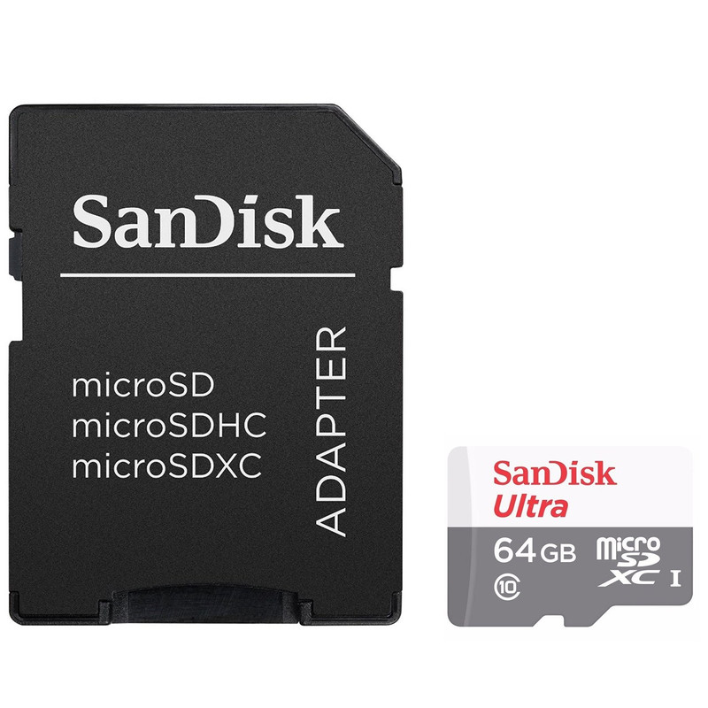 کارت حافظه microSDXC سن دیسک مدل Ultra کلاس 10 استاندارد UHS-I U1 سرعت 48MBps 320X همراه با آداپتور SD ظرفیت 64 گیگابایت