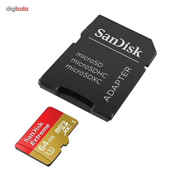 کارت حافظه microSDXC سن دیسک مدل Extreme کلاس 10 استاندارد UHS-I U3 سرعت 90MBps 600X همراه با آداپتور SD ظرفیت 64 گیگابایت