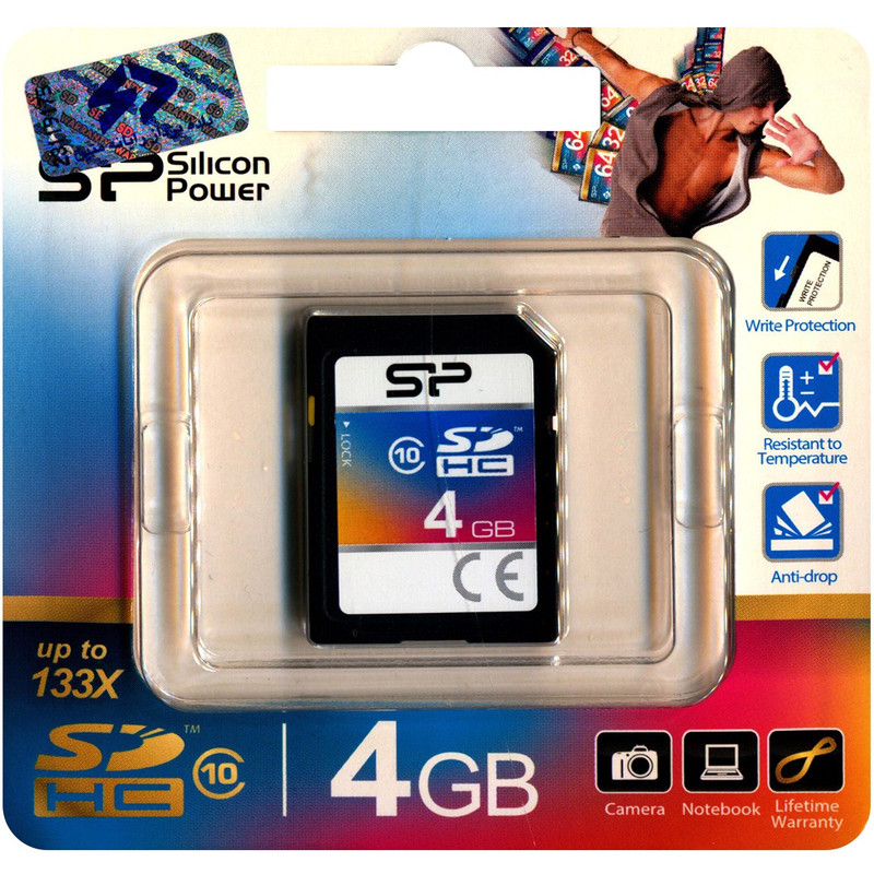 کارت حافظه SDHC سیلیکون پاور کلاس 10 سرعت 133X ظرفیت 4 گیگابایت