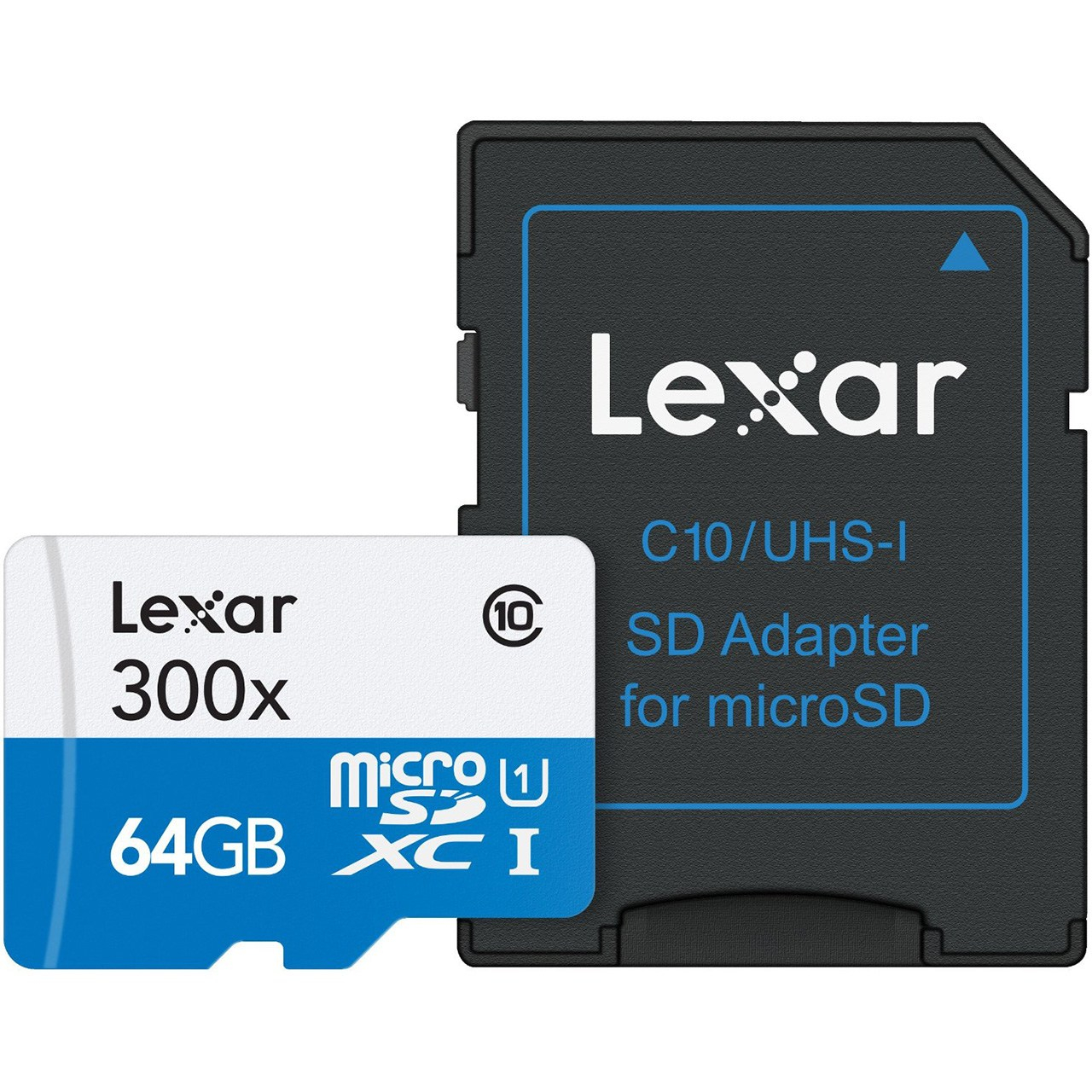 کارت حافظه microSDXC لکسار مدل High-Performance کلاس 10 استاندارد UHS-I U1 سرعت 45MBps 300X همراه با آداپتور SD ظرفیت 64 گیگابایت