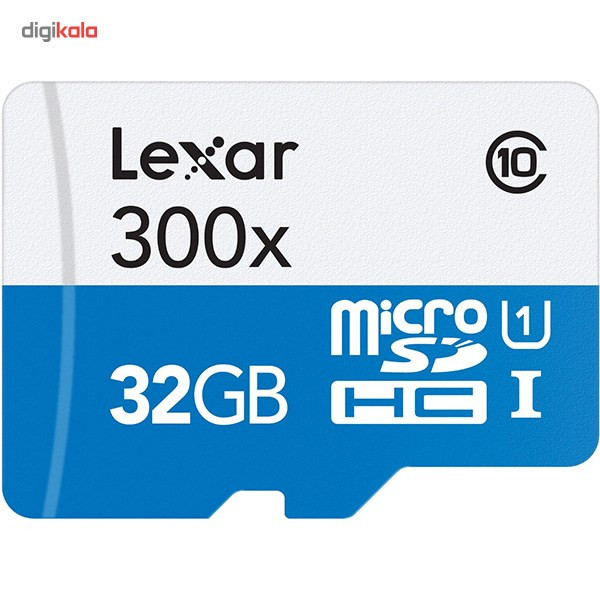 کارت حافظه‌ microSDHC لکسار مدل High-Performance کلاس 10 استاندارد UHS-I U1 سرعت 45MBps 300X همراه با آداپتور SD ظرفیت 32 گیگابایت