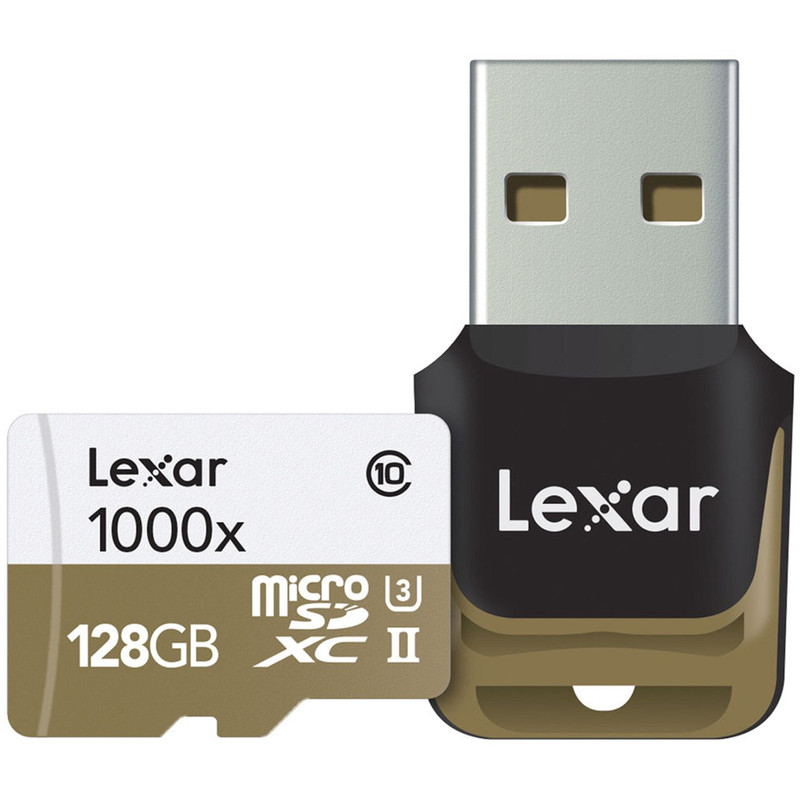 کارت حافظه microSDXC لکسار مدل Professional کلاس 10 استاندارد UHS-II U3 سرعت 1000X همراه با ریدر USB 3.0 ظرفیت 128 گیگابایت