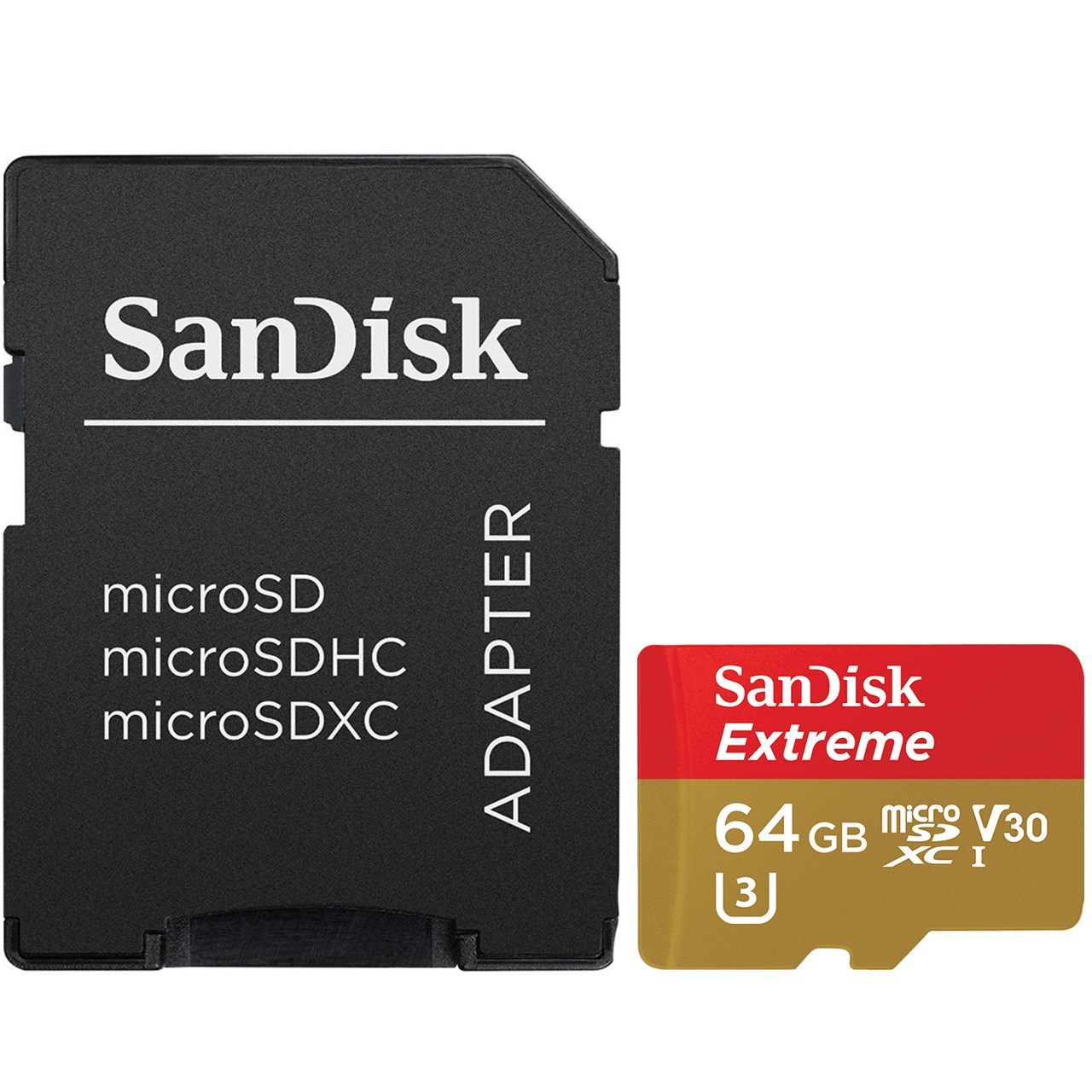 کارت حافظه microSDXC سن دیسک مدل Extreme V30 کلاس 10 استاندارد UHS-I U3 سرعت 90MBps 600X همراه با آداپتور SD ظرفیت 64 گیگابایت