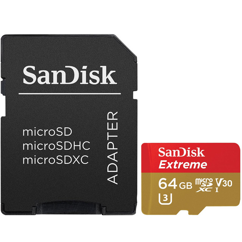 کارت حافظه microSDXC سن دیسک مدل Extreme V30 کلاس 10 استاندارد UHS-I U3 سرعت 90MBps 600X همراه با آداپتور SD ظرفیت 64 گیگابایت