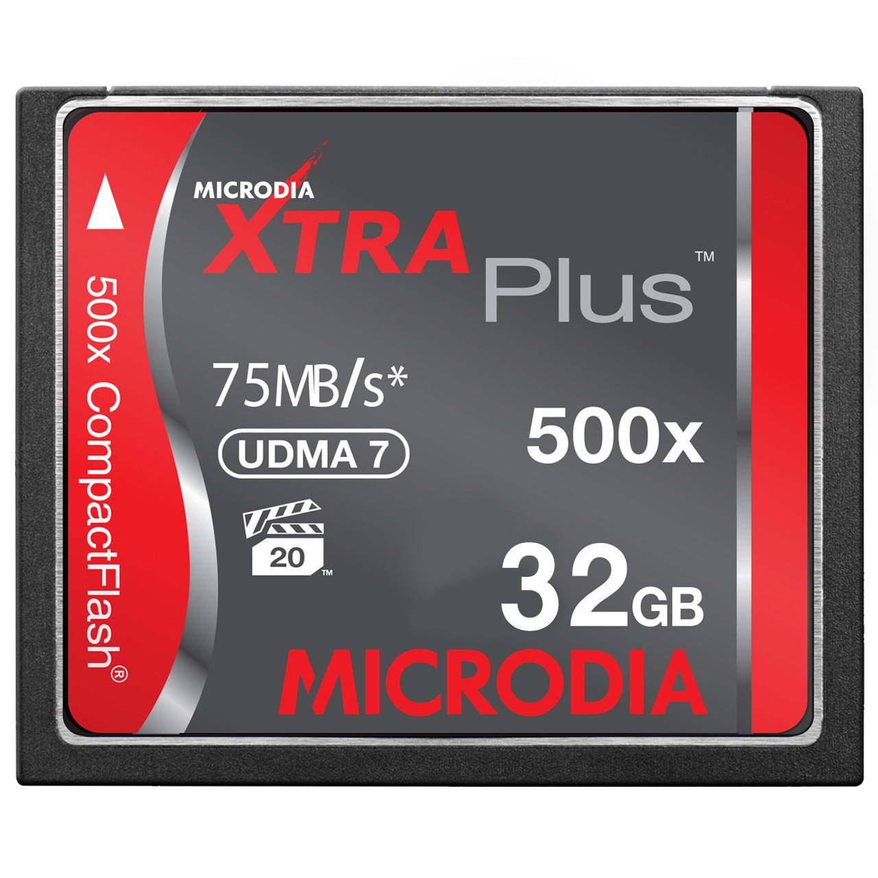 کارت حافظه CompactFlash مایکرودیا مدل Xtra Plus سرعت 500X 75MBps ظرفیت 32 گیگابایت