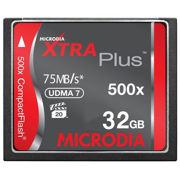 کارت حافظه CompactFlash مایکرودیا مدل Xtra Plus سرعت 500X 75MBps ظرفیت 32 گیگابایت کارت حافظه CompactFlash مایکرودیا مدل Xtra Plus سرعت 500X 75MBps ظرفیت 32 گیگابایت