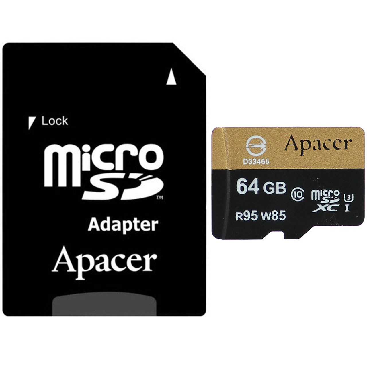 کارت حافظه microSXHC اپیسر کلاس 10 استاندارد UHS-I U3 سرعت 95MBps همراه با آداپتور SD ظرفیت 64 گیگابایت