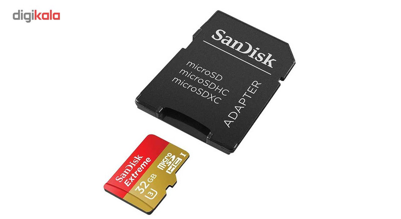 کارت حافظه microSDHC سن دیسک مدل Extreme V30 کلاس 10 استاندارد UHS-I U3 سرعت 90MBps همراه با آداپتور SD ظرفیت 32 گیگابایت