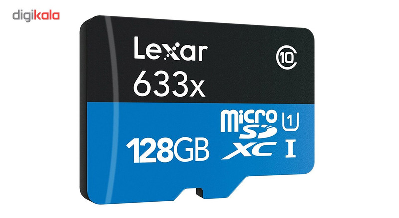 کارت حافظه‌ microSDXC لکسار مدل High-Performance کلاس 10 استاندارد UHS-I U1 سرعت 95MBps 633X همراه با آداپتور SD ظرفیت 128 گیگابایت