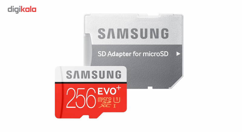 کارت حافظه microSDXC سامسونگ مدل Evo Plus کلاس 10 استاندارد UHS-I U1 سرعت 80MBps همراه با آداپتور SD ظرفیت 256 گیگابایت