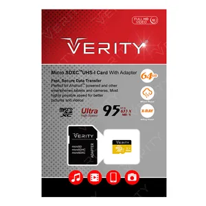 کارت حافظه microSDHC وریتی کلاس 10 استاندارد UHS-I U1 سرعت 95MBps همراه با آداپتور SD ظرفیت 64 گیگابایت