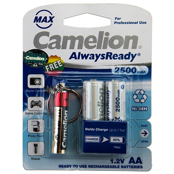 باتری قلمی قابل شارژ کملیون مدل Always Ready Max به همراه چراغ قوه بسته 2 عددی