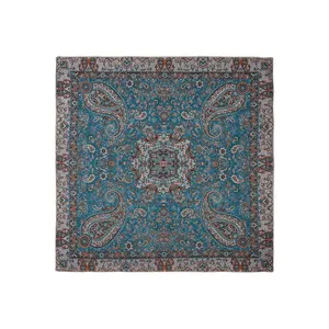 رومیزی ترمه ژینورا طرح GT0238 سایز 100x100 سانتیمتر