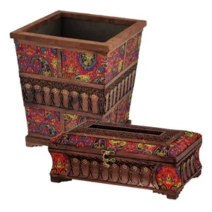ست سطل و جعبه دستمال کاغذی معرق کاری مدل ab0041