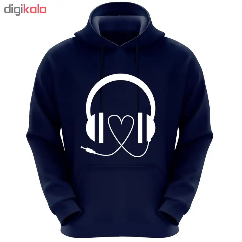 هودی زنانه طرح هدفون کد R57 رنگ سرمه ای